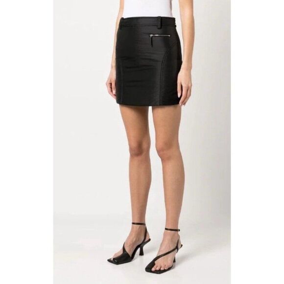 Khaite Authentic The Mitsi Solid Black Padded Nylon Mini Skirt 0 Xxs Xs $680 - Picture 1 of 11